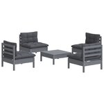 Salon de jardin meuble d'extérieur ensemble de mobilier 5 pièces avec coussins anthracite bois de pin 02_0016300