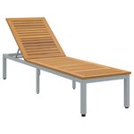 vidaXL Chaise Longue Grise 200x55x35 cm Bois de Teck Massif