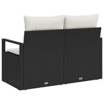 Canapé de jardin 2 places vidaXL avec coussins en poly rotin noir