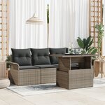 Ensemble de Canapés de Jardin de 5 Pièces avec Coussins Gris Rattan Poly