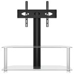 vidaXL Meuble TV d'angle 2 niveaux pour 32-70 pouces noir argenté