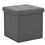 vidaXL Tabouret de rangement pliable Gris foncé Faux lin