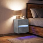 vidaXL Meuble TV mural avec lumières LED gris béton 41x31x45 cm