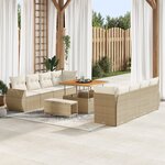 Ensemble de 11 Pièces de Canapé de Jardin avec Coussins en Rotin Beige Acacia
