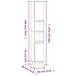 vidaXL Armoire de salle de bain blanc 30x30x190 cm bois d'ingénierie