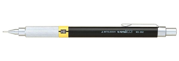 Porte-mines PREMIUM M3552 Grip 0,3mm Noir bague Jaune UNI-BALL