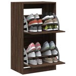 vidaXL Armoire à chaussures 2 tiroirs rabattables chêne marron