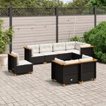 vidaXL Salon de jardin 8 Pièces avec coussins noir résine tressée