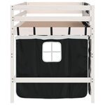 vidaXL Lit mezzanine enfants et rideaux blanc/noir 80x200cm pin massif