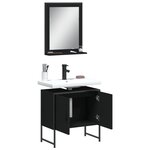 vidaXL Ensemble d'armoires de salle de bain 2 Pièces noir bois ingénierie