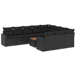 vidaXL Salon de jardin 11 Pièces avec coussins noir résine tressée