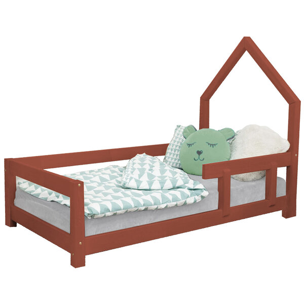 Lit cabane enfant POPPI 90 x 190 rouge brique 1