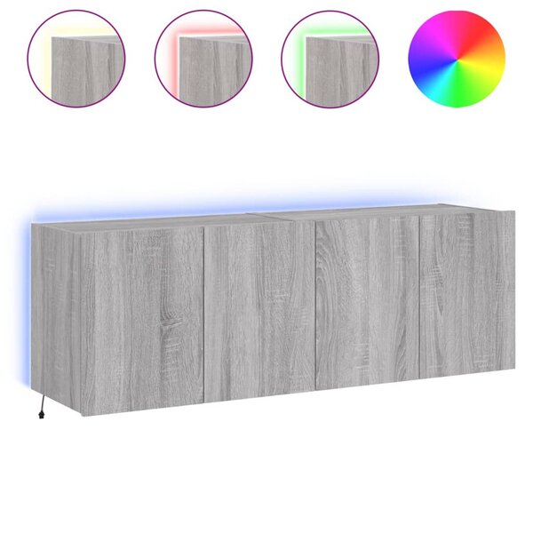 vidaXL Meubles TV muraux et lumières LED 2Pièces sonoma gris 60x35x41 cm