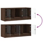 vidaXL Meuble TV avec portes en verre chêne marron 102x37x42 cm