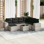 vidaXL Salon de jardin 8 Pièces avec coussins gris clair résine tressée