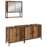 vidaXL Ensemble de mobilier de salle de bain 3 pièces en bois vieilli en bois reconstitué