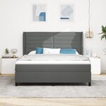 Lit à ressorts vidaXL avec matelas gris foncé 180x200 cm en tissu