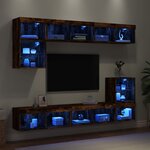 vidaXL Unités murales TV avec LED 8 Pièces chêne fumé bois d'ingénierie