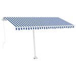 vidaXL Auvent manuel rétractable sur pied 400x350 cm Bleu/Blanc