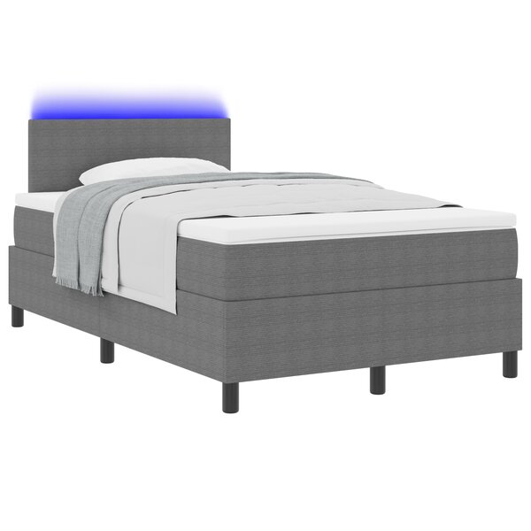 vidaXL Lit à ressorts avec Matelas & LED Gris Clair 120x200 cm Tissu Velours Côtelé
