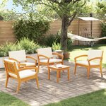 vidaXL Ensemble de Bistro 5 pièces avec coussins en bois d'acacia massif