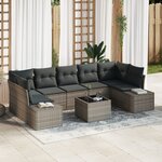 vidaXL Ensemble de Canapés de Jardin 8 Pièces avec Coussins Gris en Rattan Synthétique