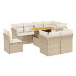 vidaXL Salon de jardin avec coussins 9 Pièces beige résine tressée