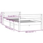 vidaXL Cadre de lit sans matelas gris 75x190 cm bois de pin massif