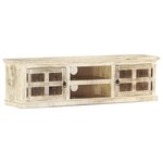 vidaXL Meuble TV Blanc 130x30x36 cm Bois massif de manguier