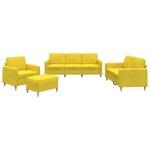 vidaXL Ensemble de canapés 4 Pièces avec coussins Jaune clair Tissu