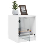 vidaXL Table de chevet avec porte en verre blanc 35x37x42 cm