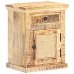 vidaXL Table de chevet 40x30x50 cm Bois de manguier et canne naturelle