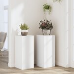 vidaXL Supports pour plantes 2 Pièces blanc 30x30x70 cm bois d'ingénierie