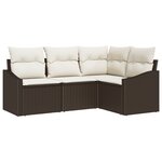 vidaXL Ensemble de salle à manger de jardin 4 pièces avec coussins en poly rotin marron