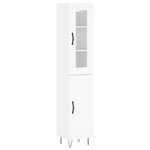 vidaXL Buffet haut Blanc brillant 34 5x34x180 cm Bois d'ingénierie