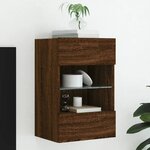 vidaXL Meuble TV mural avec lumières LED chêne marron 40x30x60 5 cm