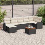 Ensemble de canapé de jardin de 8 pièces avec coussins noir poly rotin acacia