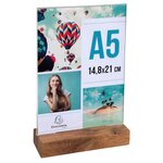 Porte-visuel Avec Socle En Bois Vertical A5 - Cristal - X 10 - Exacompta