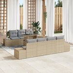 vidaXL Ensemble de Canapés de Jardin 8 Pièces Beige Poly Rattan