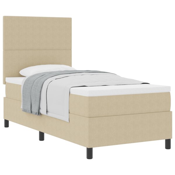vidaXL Lit avec Sommier avec Matelas Beige Clair 100x200 cm Tissu en Velours Côtelé