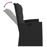 vidaXL Banc de jardin inclinable et coussins noir 118cm résine tressée