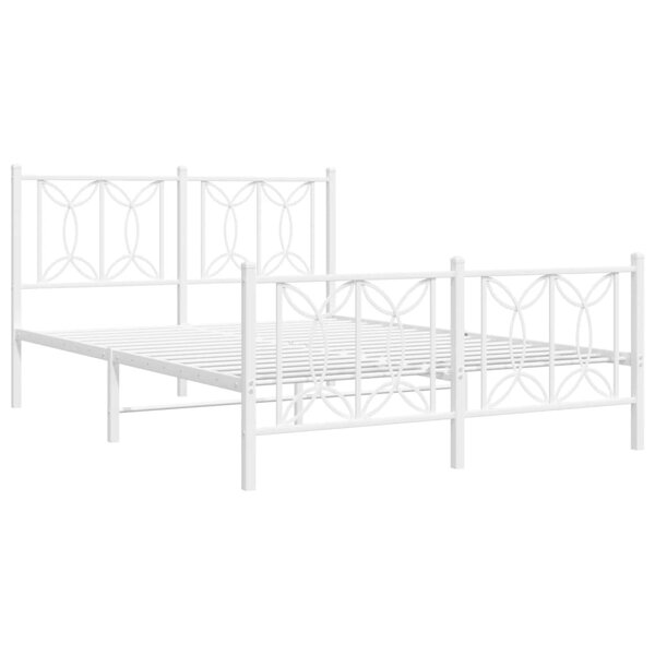 vidaXL Cadre de lit métal sans matelas et pied de lit blanc 135x190 cm
