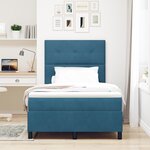 lit à ressorts vidaXL avec matelas bleu foncé 120x200 cm en velours