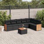 vidaXL Salon de jardin 8 Pièces avec coussins noir résine tressée