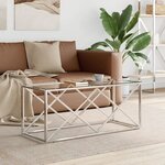 vidaXL Table basse 110x45x45 cm acier inoxydable et verre