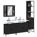 vidaXL Ensemble d’armoires salle de bain 4 Pièces noir bois d'ingénierie