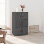 vidaXL Buffet haut Gris 67x40x108 5 cm Bois massif de pin