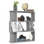 vidaXL Bibliothèque/Cloison Sonoma gris 80x24x96 cm Bois d'ingénierie