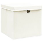vidaXL Boîtes de rangement avec couvercles 4Pièces Blanc 32x32x32cm Tissu