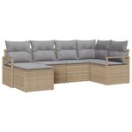 Set de canapé de jardin modulable de 6 pièces avec coussins Beige Poly Rotin